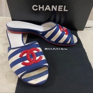 🆕 Chanel CC striped Sandals ⛱🏖